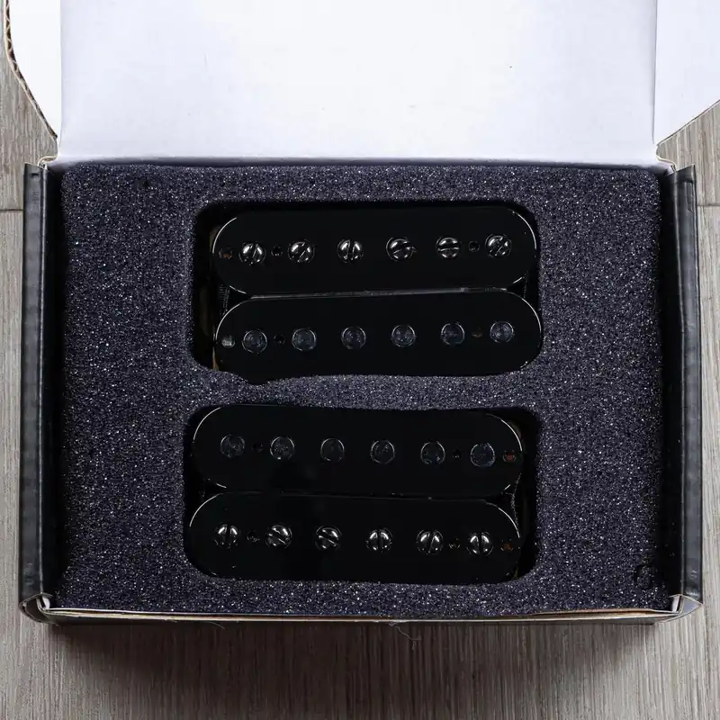 Exclusive Guitarmory Polaris 6-String Humbucker Guitar Pickup Set, Black with Black Poles