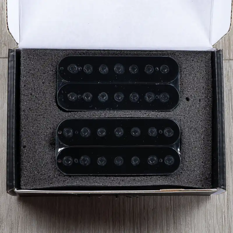 Hassle-Free Returns Guitarmory Orion 7-String Humbucker Guitar Pickup Set, Black w/ Black Poles