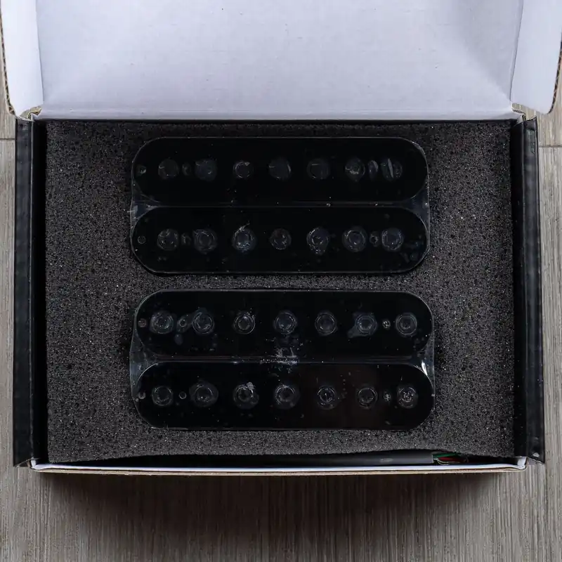 Guitarmory Minuteman 7-String Humbucker Guitar Pickup Set, Black w/ Black Poles Low Price