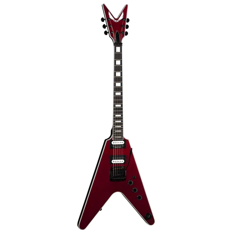 Shop Now Dean V SEL 24 K MRS V Select 24 Kahler Guitar, Ebony Fretboard, Metallic Red Satin