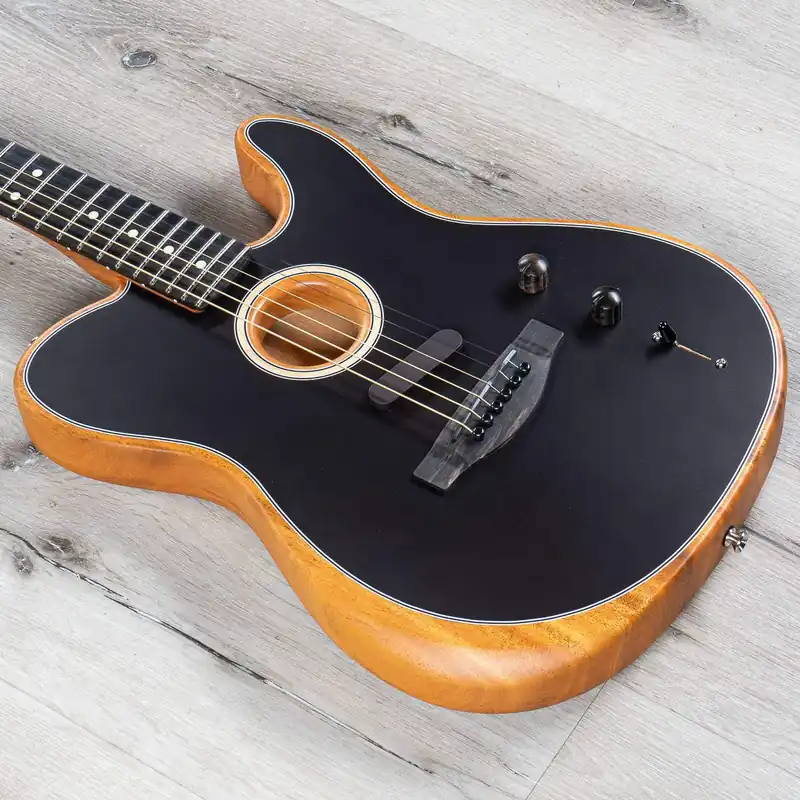 Buy Direct Fender American Acoustasonic Telecaster Electric Acoustic Guitar Ebony Fingerboard, Black