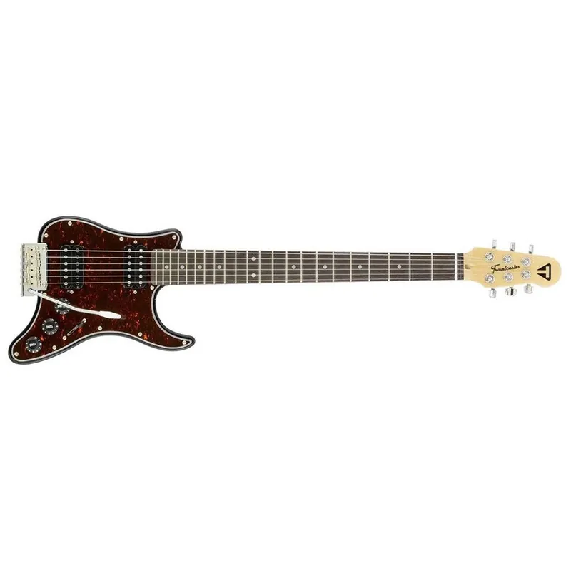 Traveler Travelcaster Deluxe Compact Guitar w/ Gig Bag, Black & Tortoise Holiday Sale
