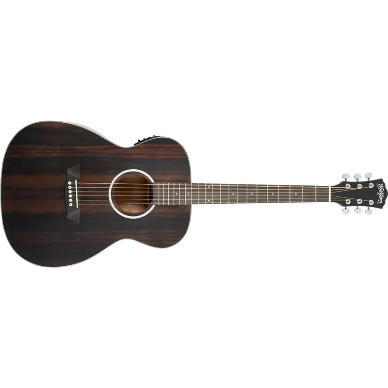 Express Delivery Washburn DFEFE Deep Forrest Ebony FE Acoustic Electric Guitar, Striped Ebony Top