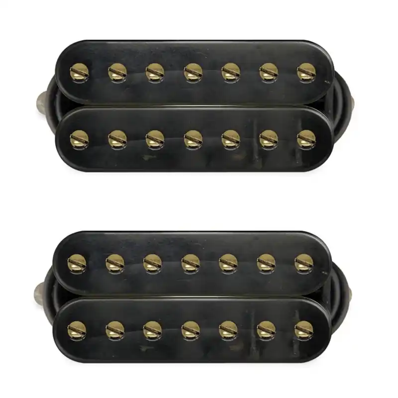 One Day Deal Bare Knuckle Aftermath 7-String Guitar Pickup Set, Open Aged Black w/ Gold Screws