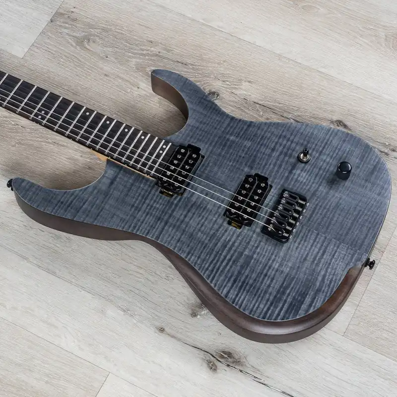 Don’t Miss Out Cerberus Erebus 6 Long Scale Electric Guitar, Ebony Fingerboard, Transparent Black