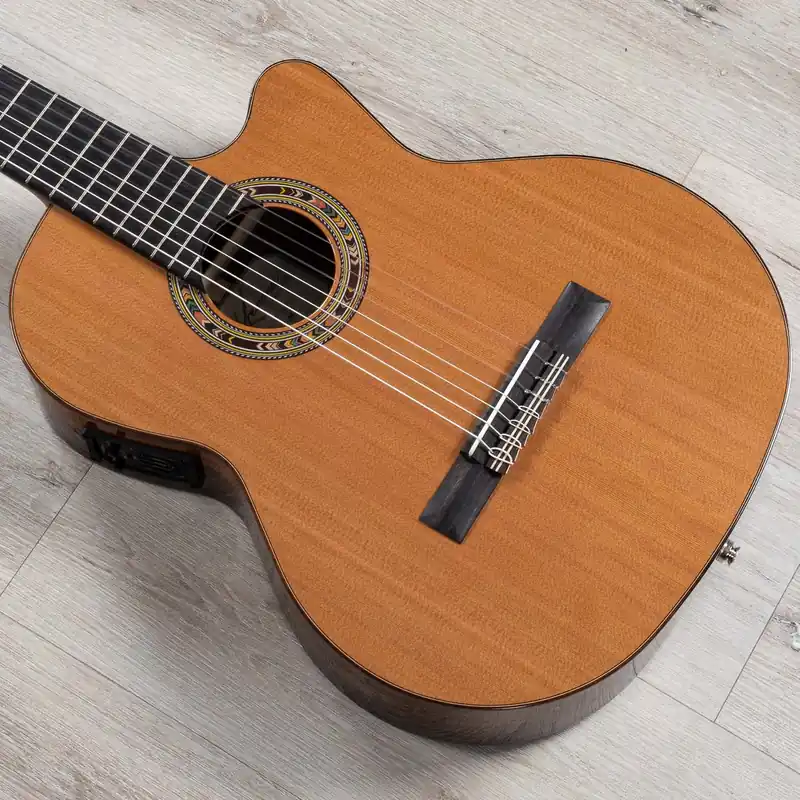 Affordable Kremona Fiesta CW-7 Classical 7-String Acoustic Electric Guitar, Red Cedar Top