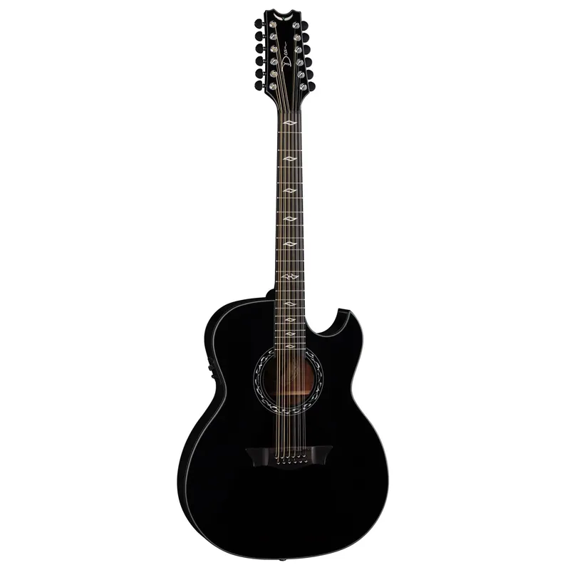 Dean EX12 CBK Exhibition 12-String Acoustic Electric Guitar, Classic Black While Supplies Last