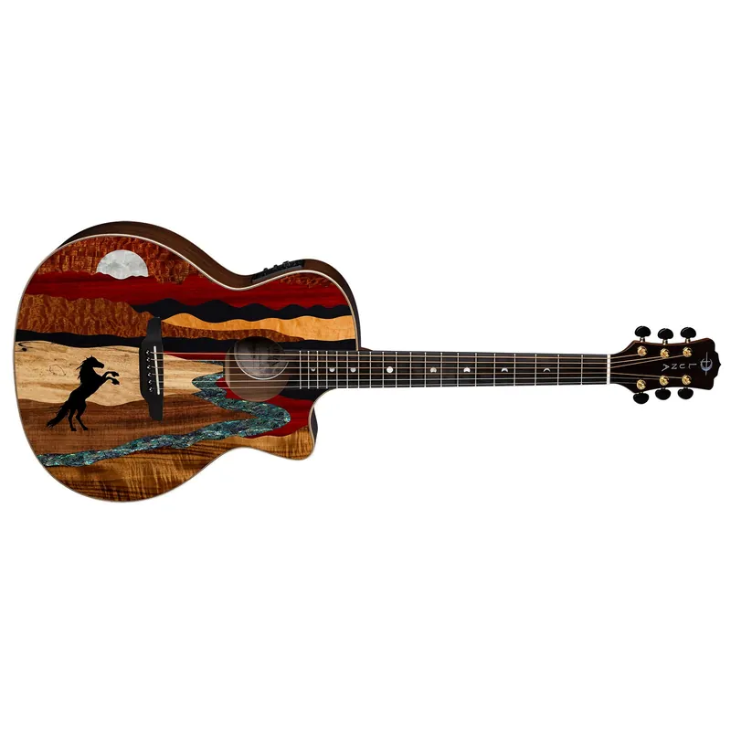Luna Vista Stallion Tropical Wood A/E Acoustic Electric Guitar w/ Case, Ebony Fretboard New Arrival