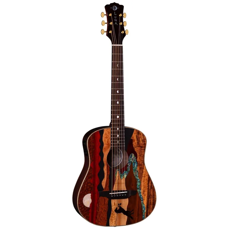 Special Discount Luna Safari Vista Stallion A/E Acoustic Electric Guitar w/ Gigbag, Pau Ferro Fretboard