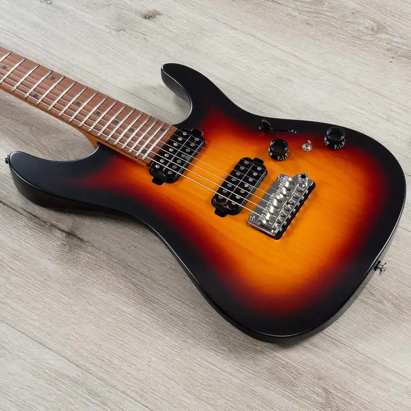 One Day Deal Ibanez AZ24027 Prestige Series 7-String Guitar, Roasted Maple Fretboard, Tri-Fade Burst Flat