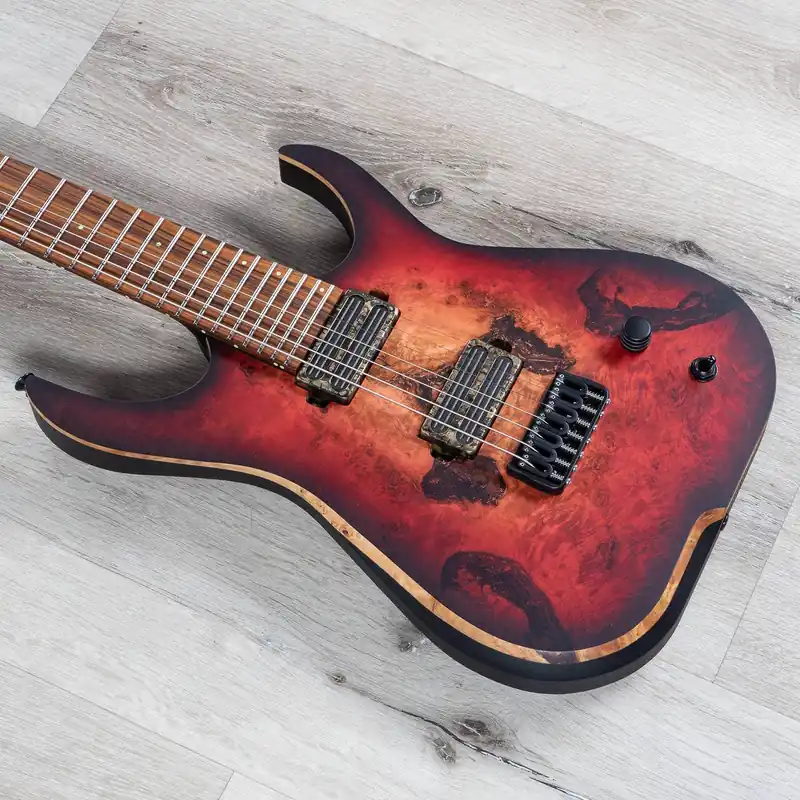 Skervesen Raptor 7 Guitar, Maple Fretboard, Bare Knuckle Pickups, Red Burst Holiday Sale