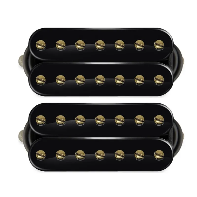 Low Price Bare Knuckle Pickups Aftermath 7-String Humbucker Guitar Pickup Set, Black w/ Gold Screws
