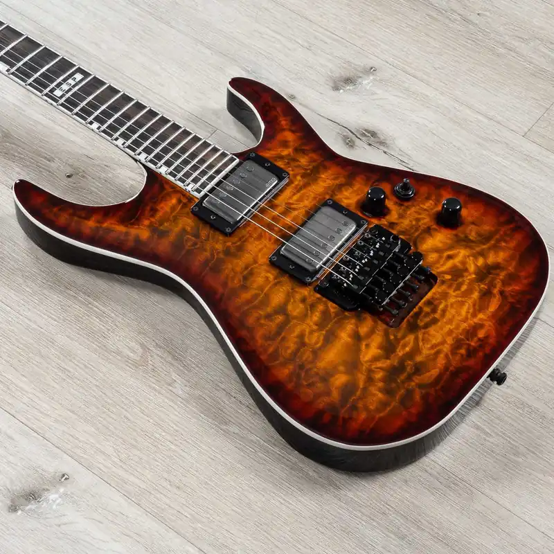 Trending ESP E-II Horizon FR-II Guitar w/ Case, Floyd Rose, EMG's, Tiger Eye Sunburst