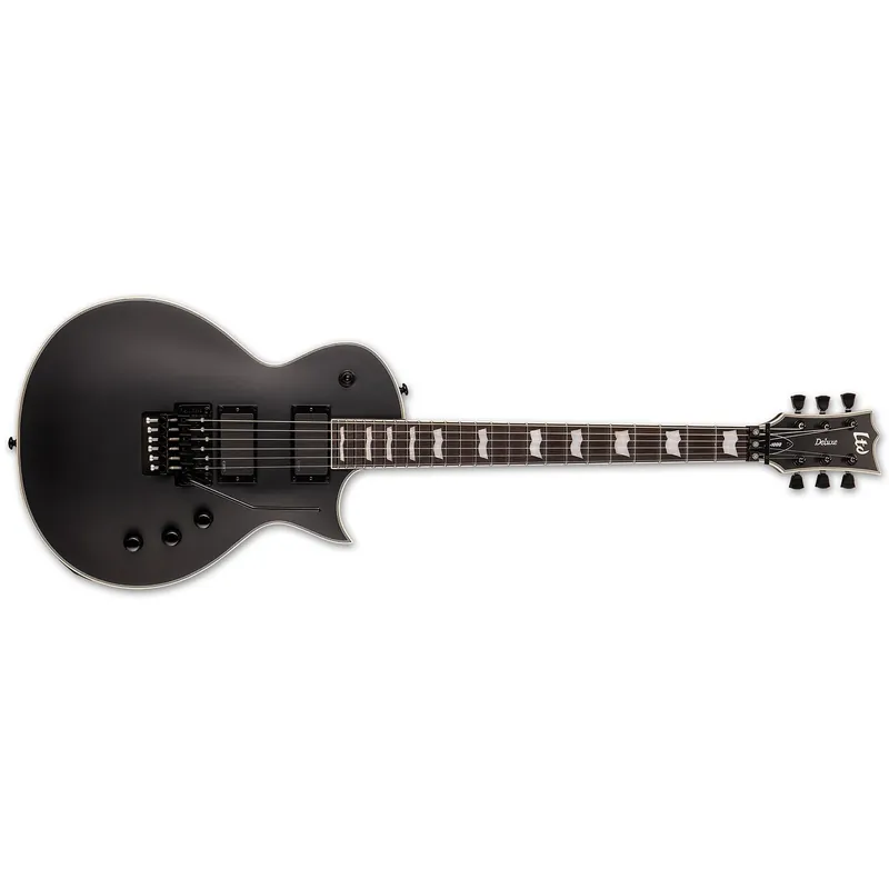 ESP LTD EC-1000FR Guitar, Floyd Rose Trem, Macassar Ebony Fretboard, Black Satin Certified