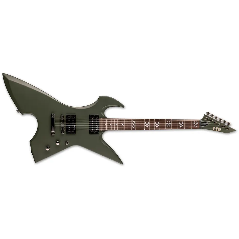 Budget ESP LTD MAX-200 RPR Max Cavalera Guitar, Roasted Jatoba Fretboard, Military Green Satin