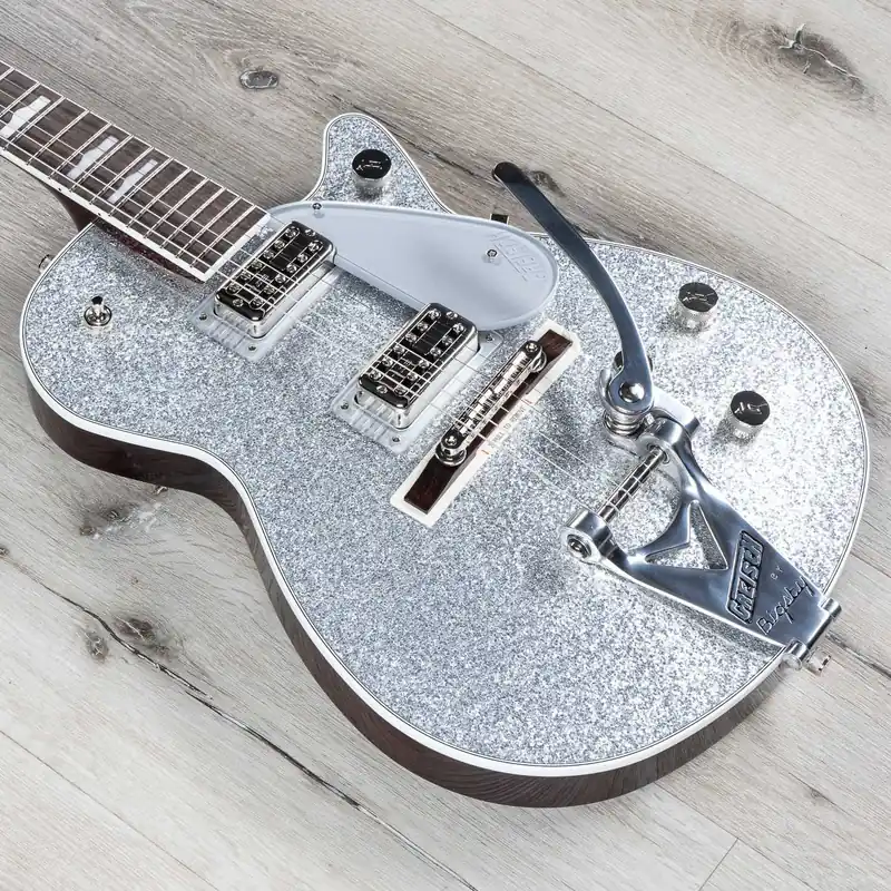 Gretsch G6129T-89 Vintage Select '89 Sparkle Jet Guitar with Bigsby, Rosewood Fretboard, Silver Sparkle Wholesale