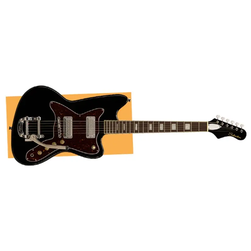 Top Rated Silvertone Model 1478 Offset Electric Guitar, Rosewood Fretboard, Black
