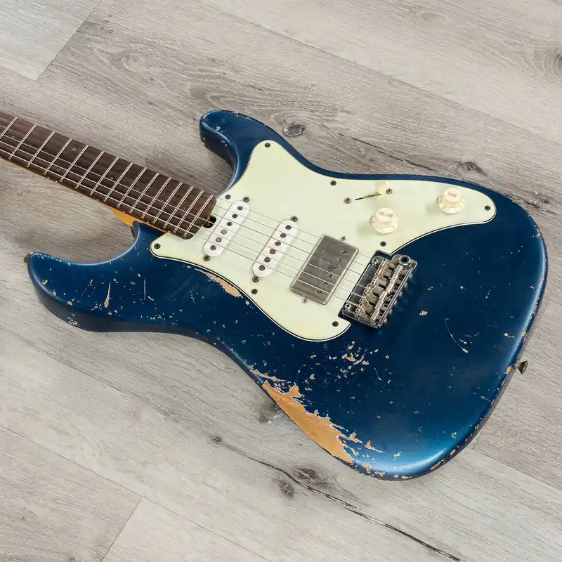 Friedman Vintage-S HSS Guitar, Rosewood Fretboard, Heavy Relic Lake Placid Blue Bulk Order