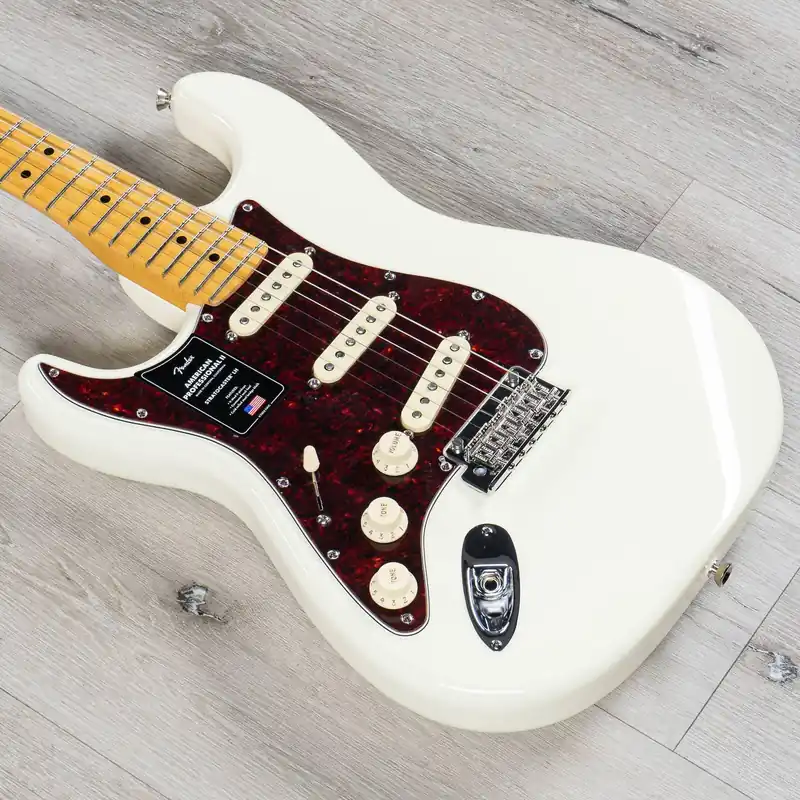 Affordable Fender American Professional II Stratocaster Left-Hand Guitar, Maple Fingerboard, Olympic White