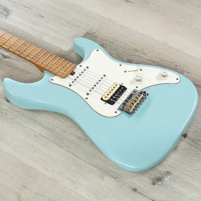 Best Seller Friedman Vintage-S HSS Guitar, Roasted Maple Fretboard, Light Aged Sonic Blue