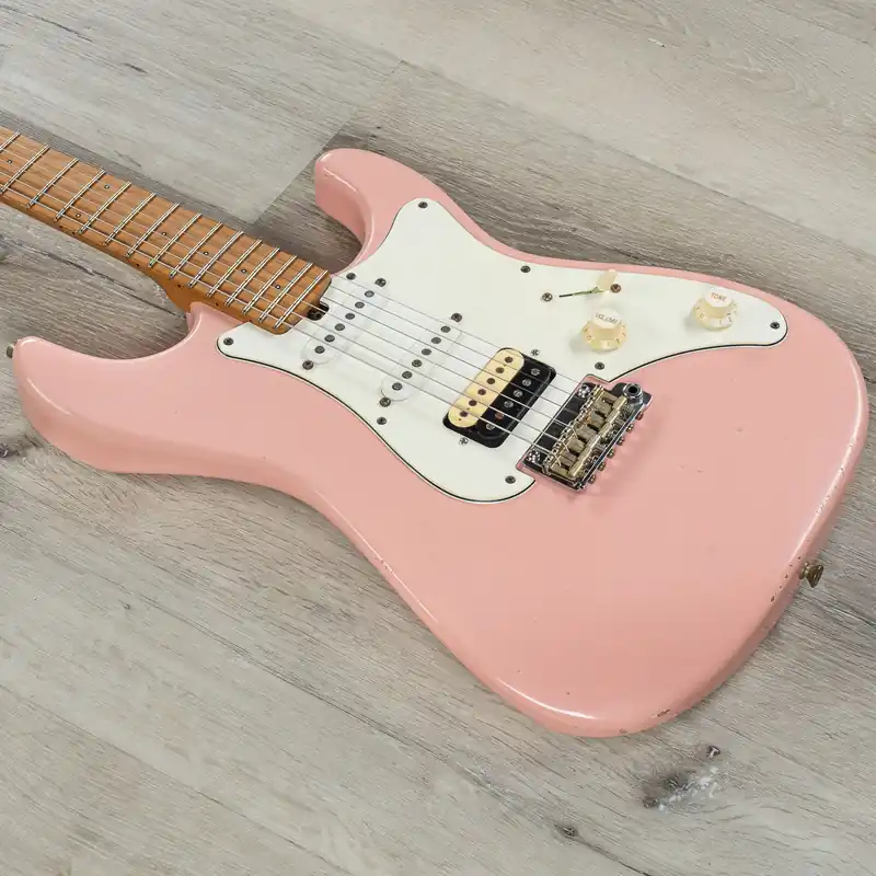 Friedman Vintage-S HSS Guitar, Roasted Maple Fretboard, Light Aged Shell Pink Secure Checkout