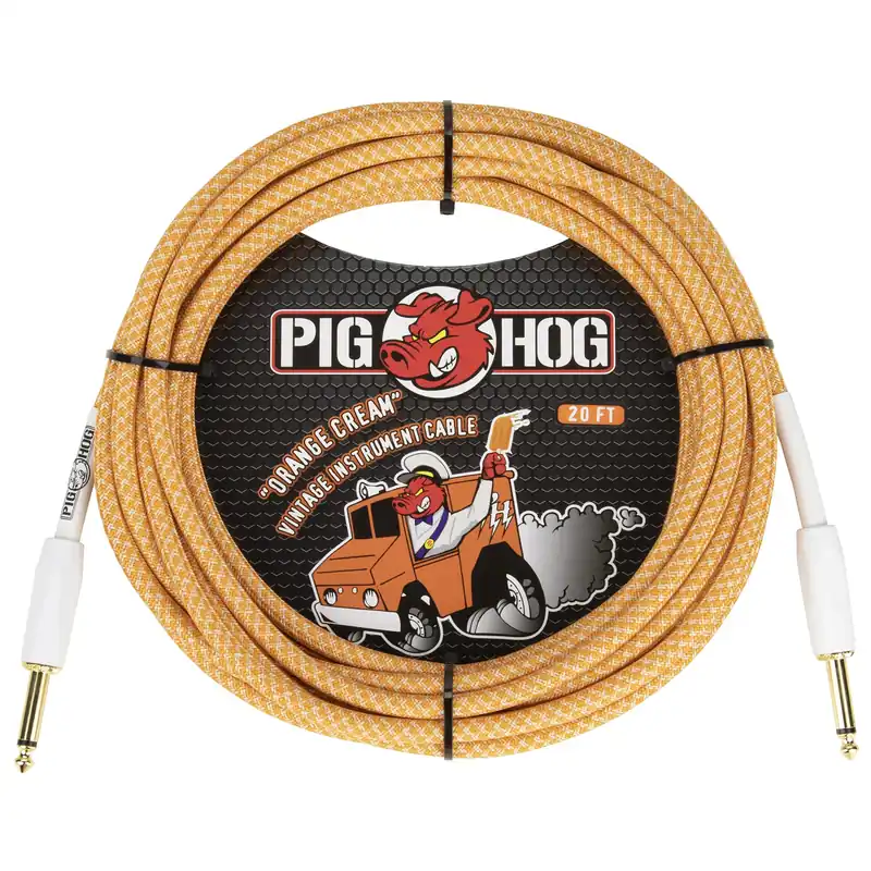 Pig Hog PCH202OC Orange Creme 2.0 Guitar Bass Cable, 20ft, Straight-Straight Direct From Manufacturer