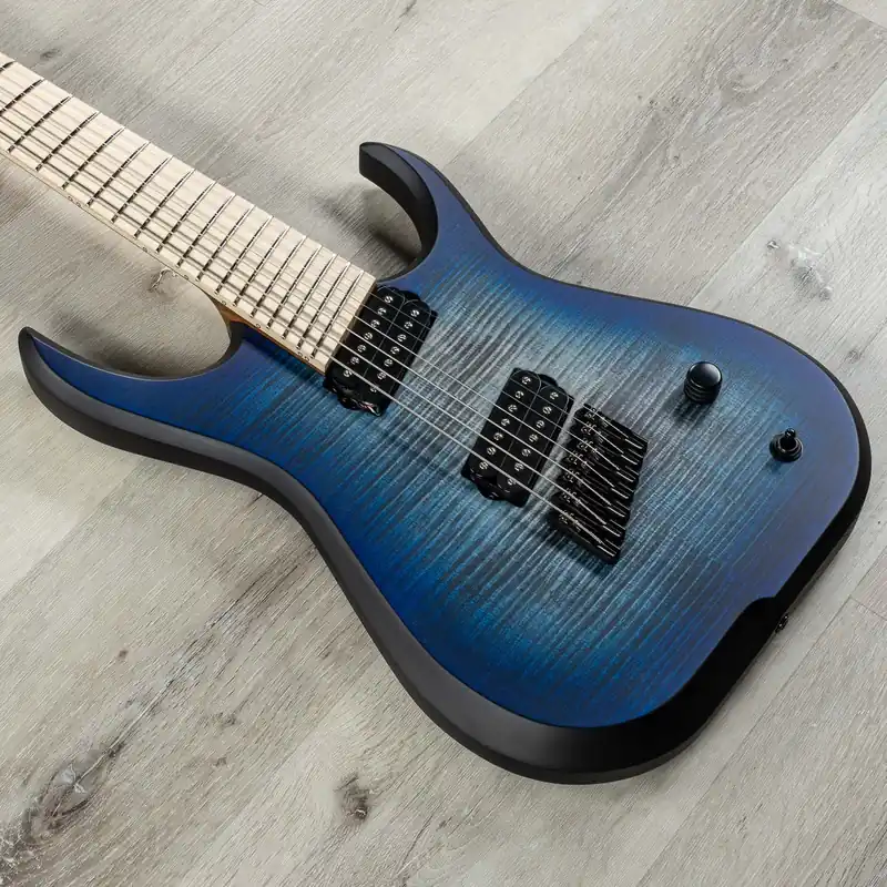 Premium Skervesen Raptor 7 FF 7-String Multi-Scale Guitar, Maple Fretboard, Blue Burst