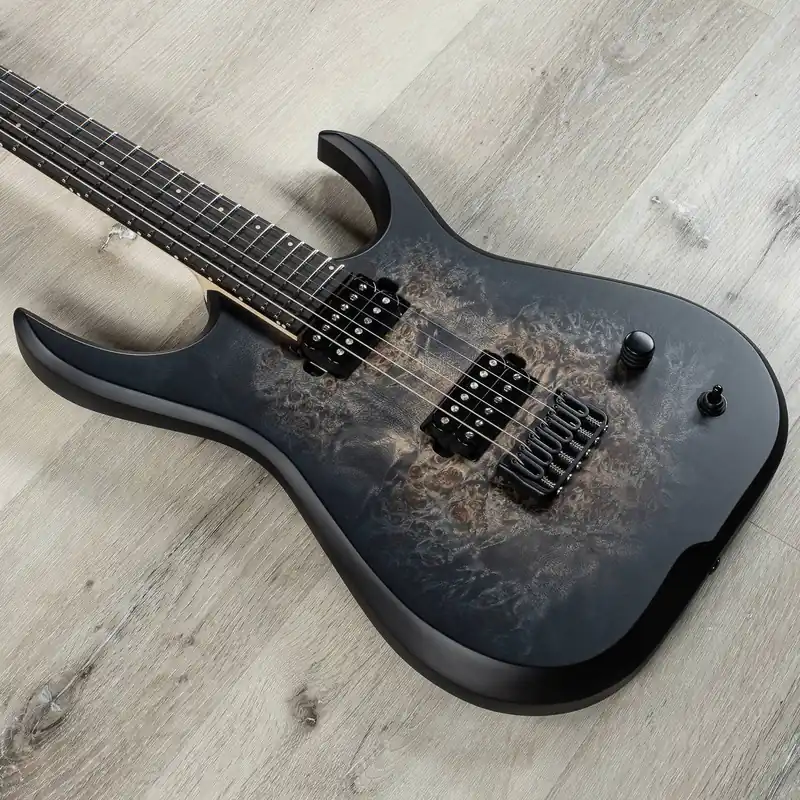 Skervesen Raptor 6 Guitar, Ebony Fretboard, Poplar Burl Top, Black Burst Best Seller