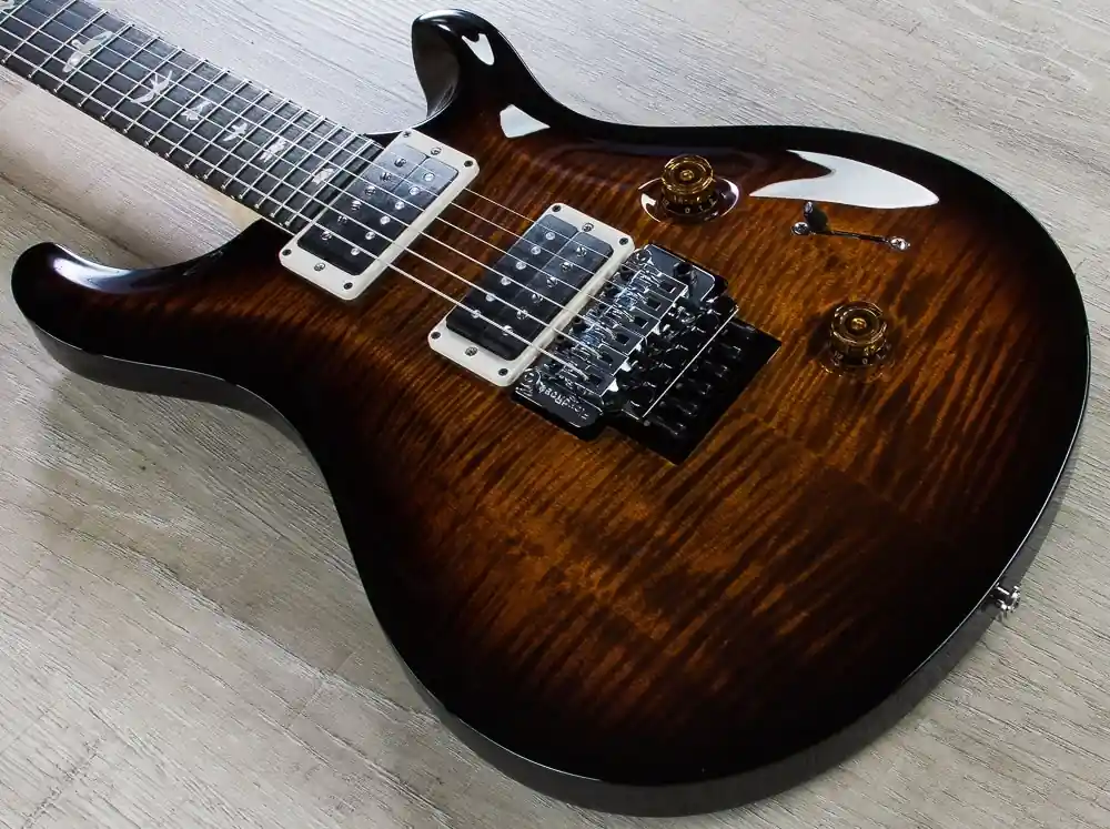Certified PRS Paul Reed Smith Custom 24 Floyd Rose Electric Guitar, Flame Maple, Pattern Thin, 10-Top, Hard Case - Black Gold Wrap