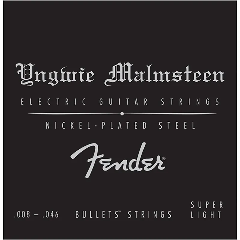 High Quality Fender Yngwie Malmsteen Signature Electric Guitar Strings, Nickel-Plated Steel, Super Light (8-46)