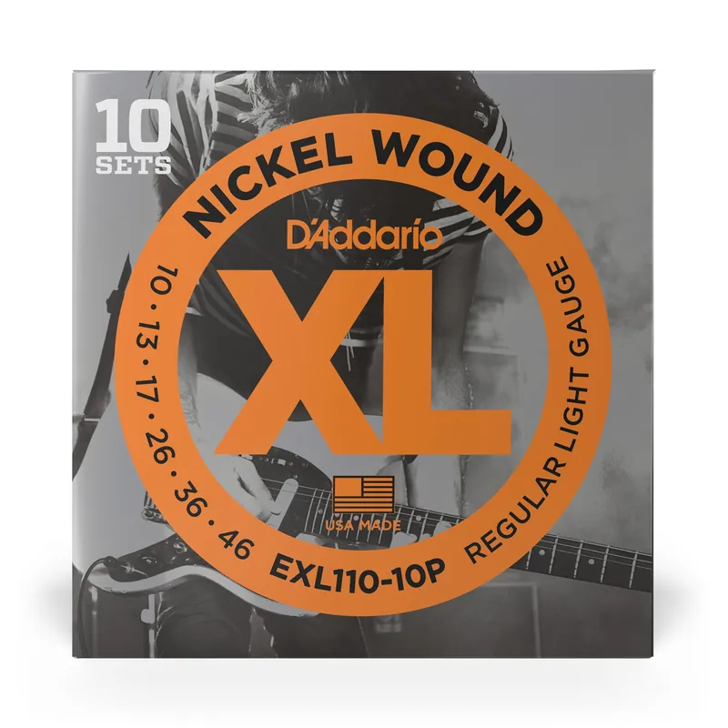 D'Addario EXL110-10P (10 Sets) Nickel Wound Electric Guitar Strings, Regular Light (10-46) Trending