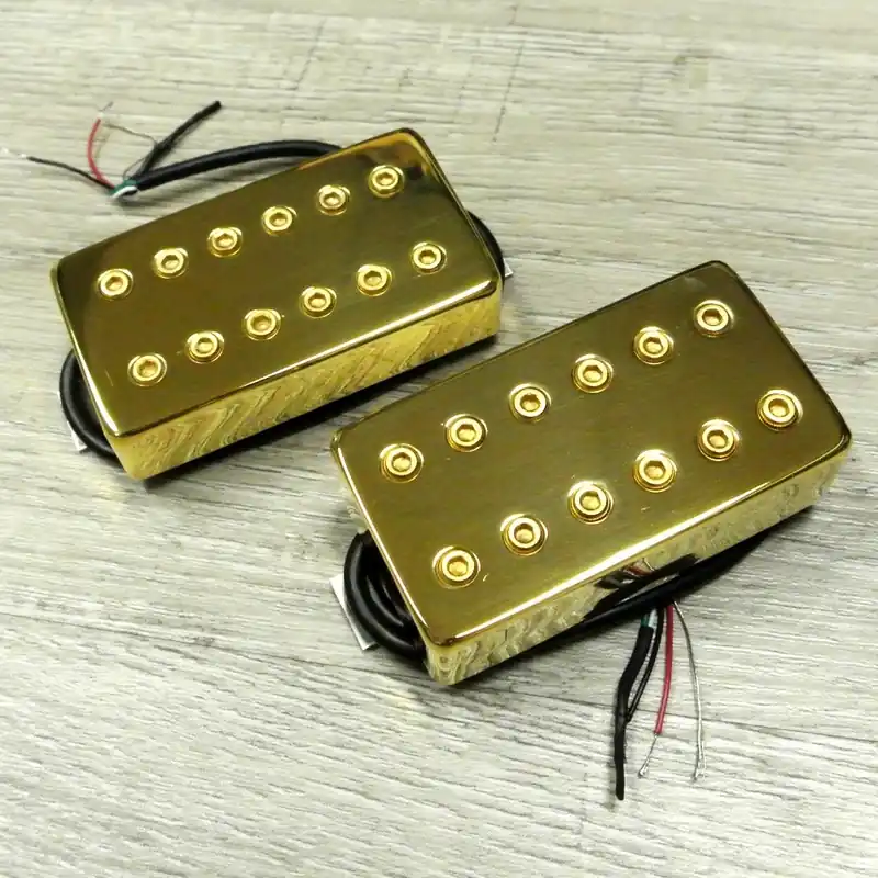 Money Back Guarantee Bare Knuckle Juggernaut 6-String Calibrated Humbucker Set, Short Leg, 4-Conductor, Gold Cover, Gold Bolts