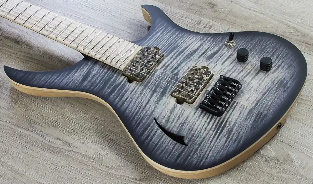 Popular Skervesen 4AP Soul 6 Electric Guitar, Flamed Maple, Bare Knuckle Aftermath Pickups, Hiscox Case - Graphite Burst