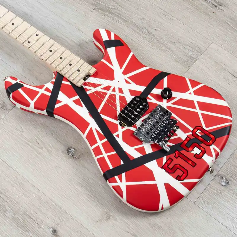 EVH Striped Series 5150 Electric Guitar, Maple Fingerboard - Red Black White5150Striped Pattern High Quality