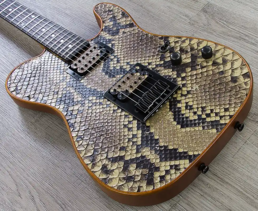 Best Price Schecter USA Custom Shop PT Electric Guitar, HH, Black African Ebony Fingerboard, Hard Case - Snakeskin