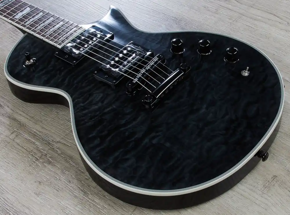 Brand New ESP LTD EC-1000 Piezo Electric Guitar, Quilted Maple, Rosewood Fingerboard - See Thru Black