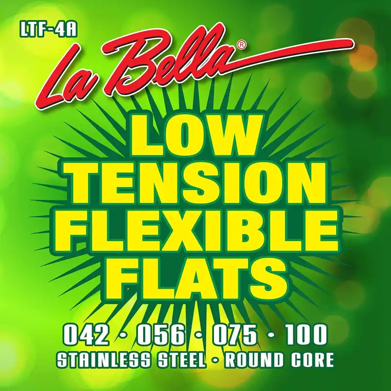 Sale La Bella LTF-4A Low Tension Flexible Flats Bass Strings, Stainless Steel Flat Wound (42-100)