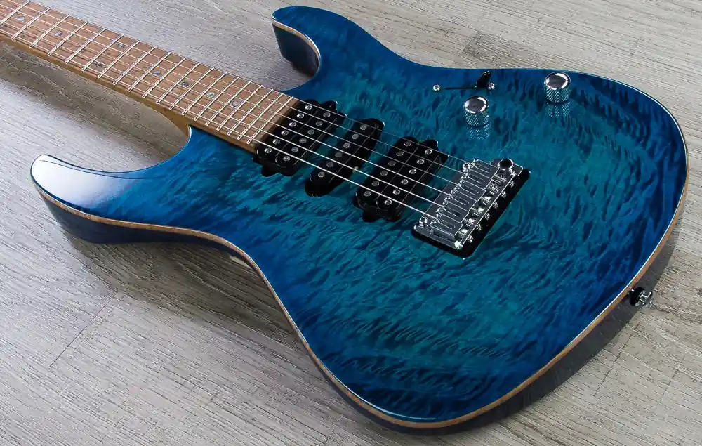 Budget Suhr Modern Electric Guitar, Angel Quilt Maple Top, HSH, Hard Case - Aqua Blue Burst