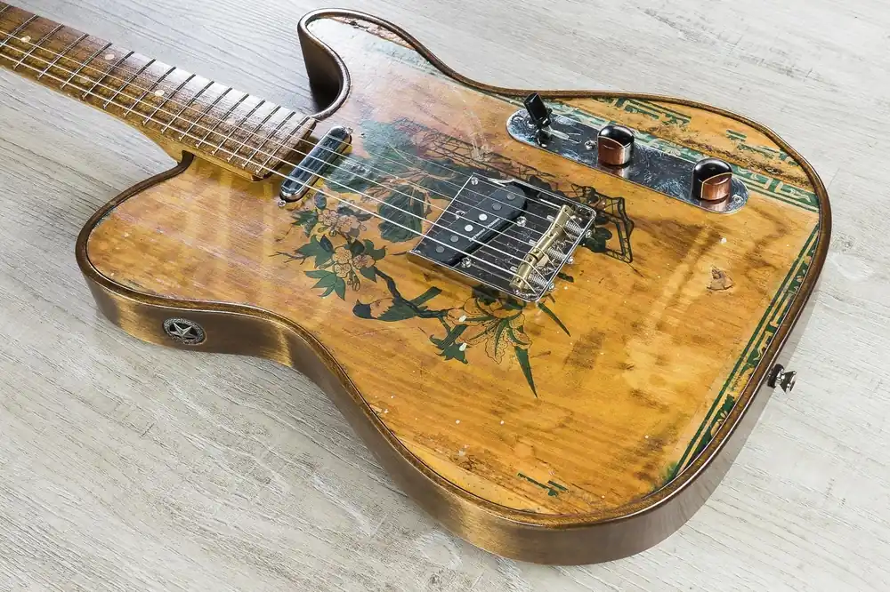 Same Day Shipping Walla Walla Guitar Company Maverick Pro T-Top Vintage Wood Asian Bird Electric Guitar, Full Chamber Body, Hard Case
