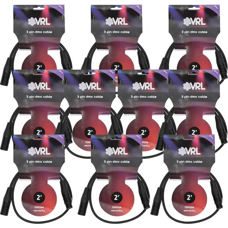 (10-Pack) OSP VRL VRLDMX3P2 3-Pin DMX Cables, 2 ft Best Seller