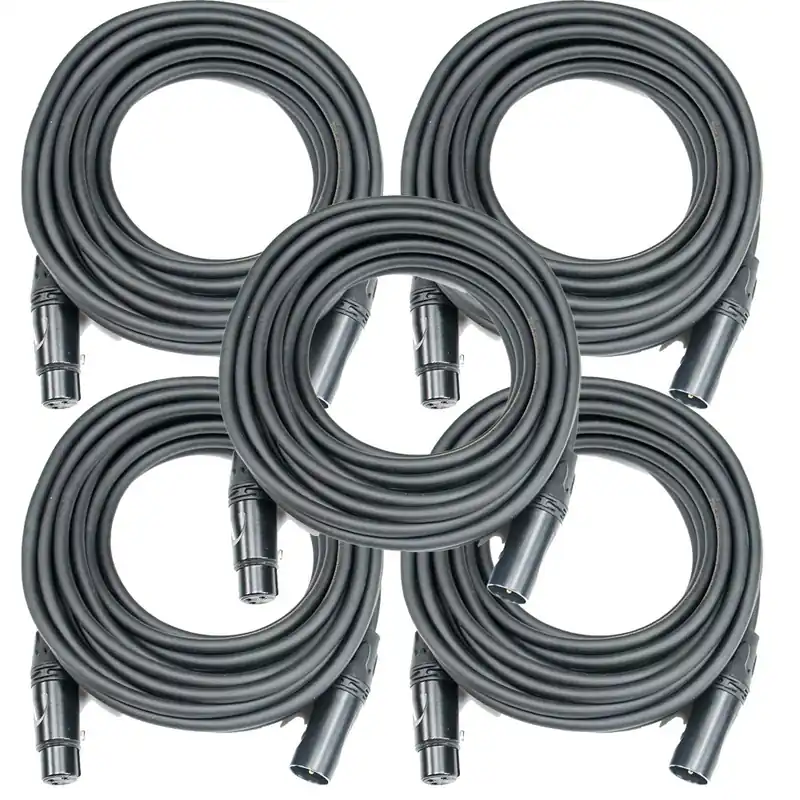 (5-Pack) OSP SuperFlex Gold SFM-25 Premium Microphone Cables, 25 ft Exclusive