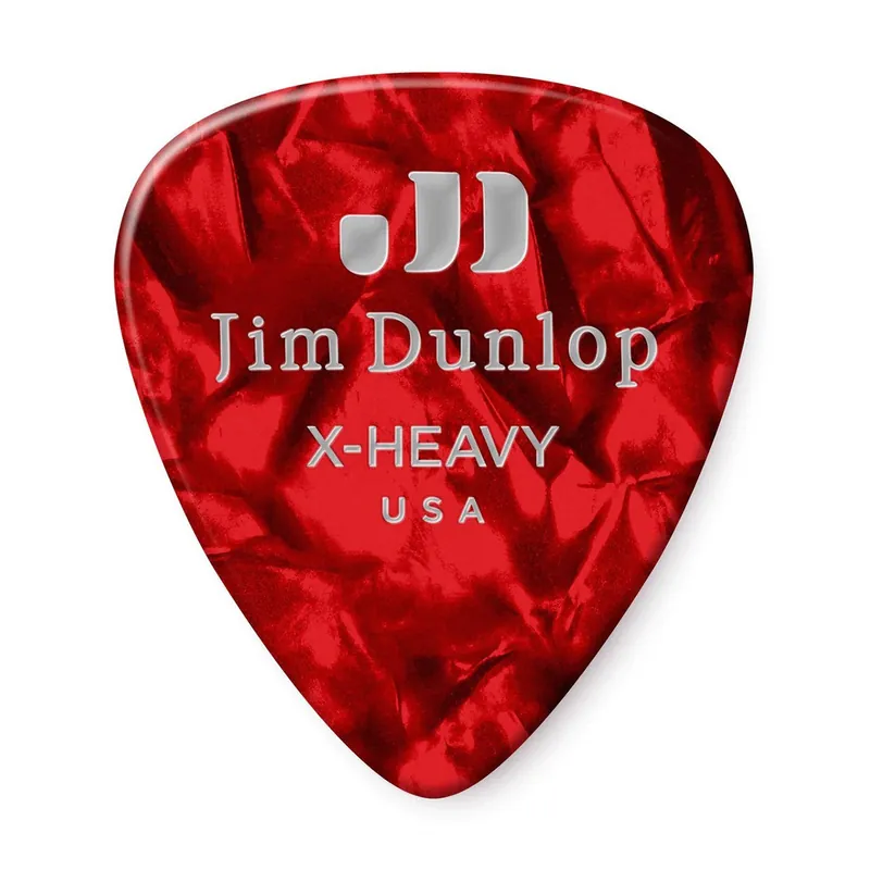 Dunlop 483P09XH Celluloid Red Pearloid Extra Heavy Guitar Picks (12-Pack) Modern