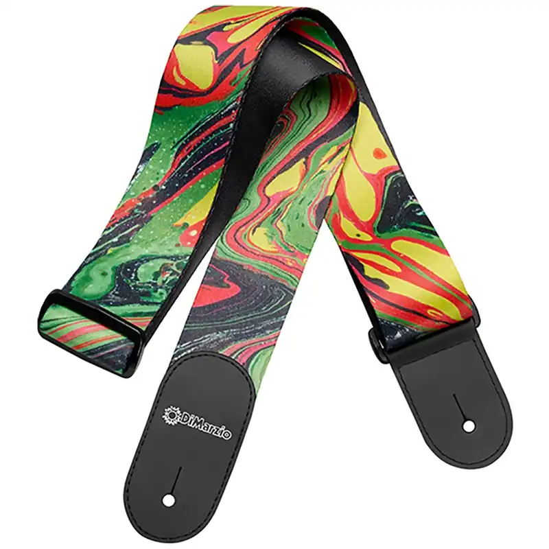 DiMarzio DD3141 Steve Vai Graphic Web Guitar Strap with Leather Ends - Green Universe Latest