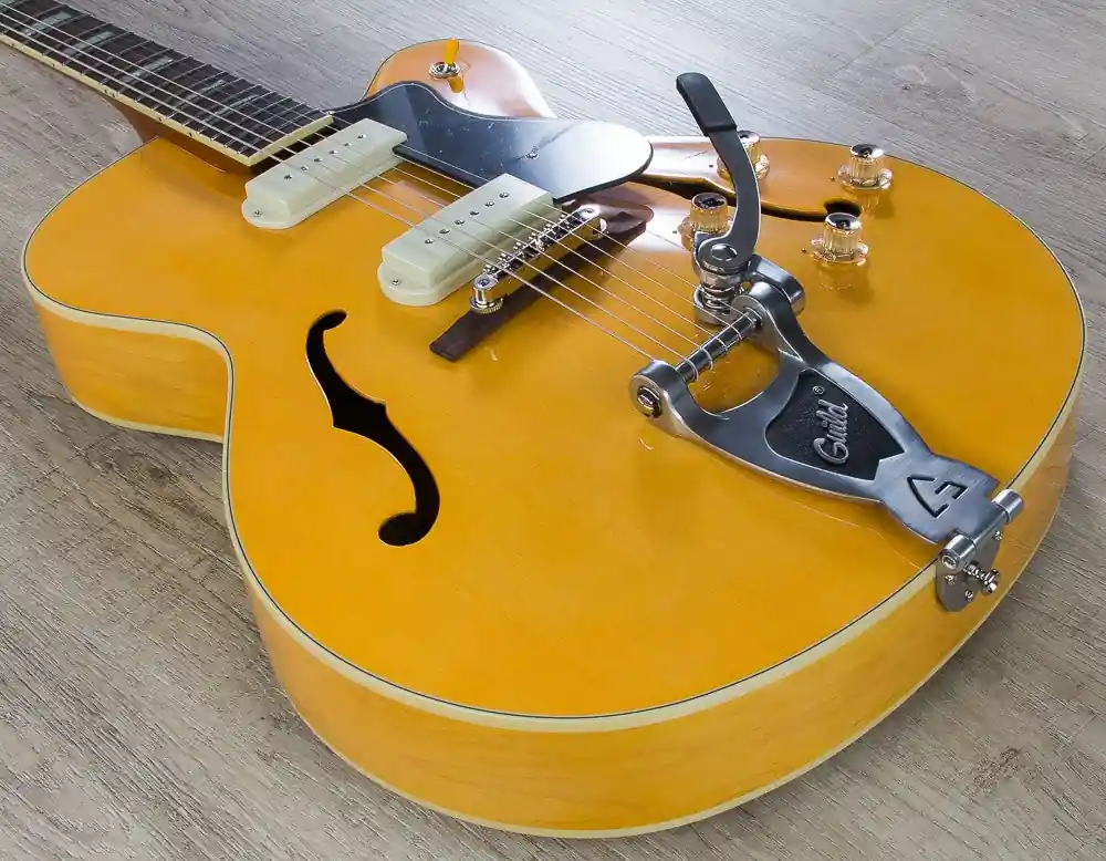 Sale Guild X-175B Manhattan Hollowbody Electric Guitar with Case - Blonde