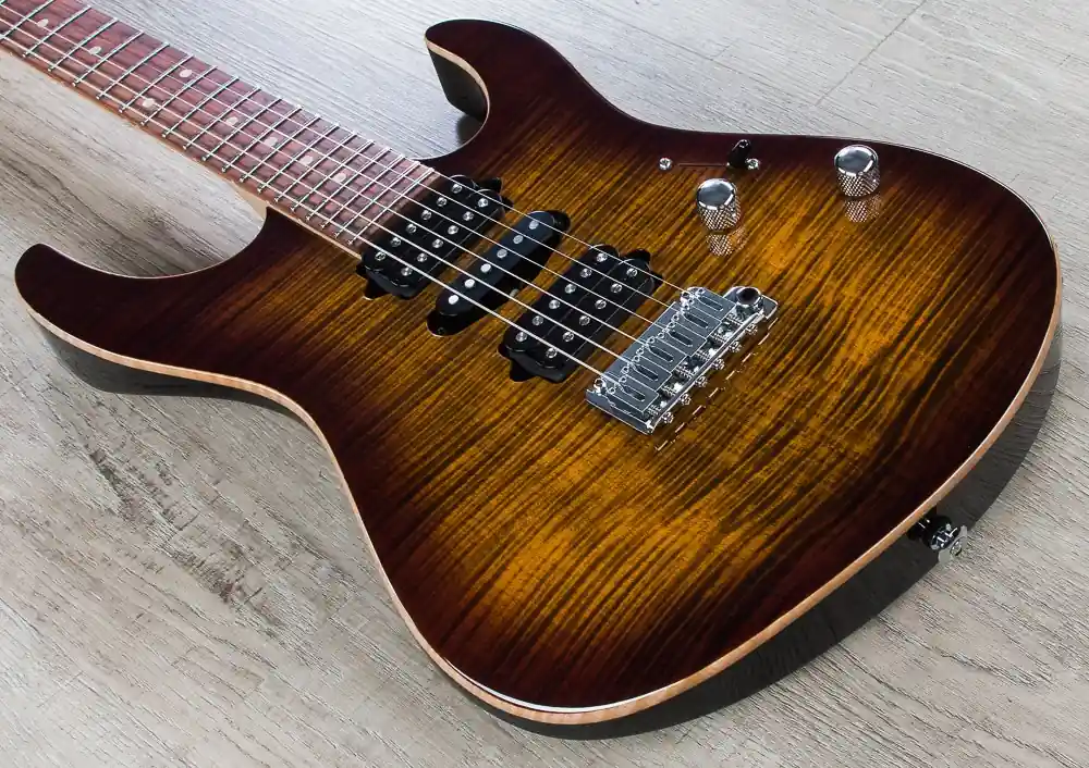 Discount Suhr Modern Pro HSH Electric Guitar, Flamed Maple Top, Pau Ferro Fingerboard, Gig Bag - Bengal Burst
