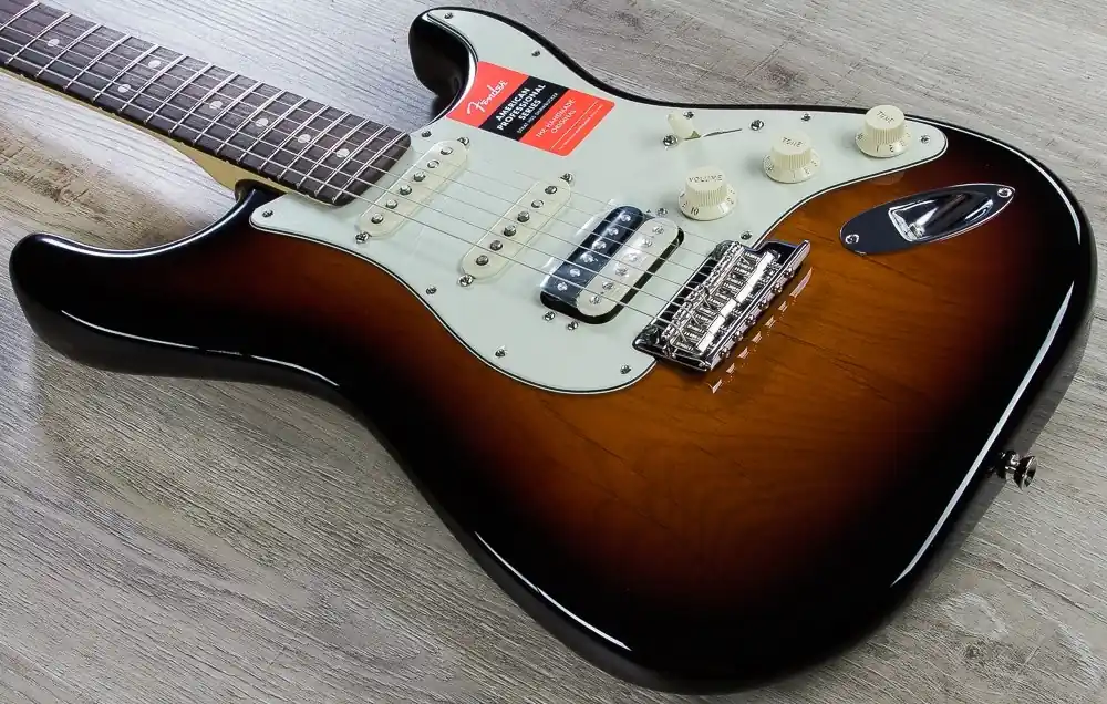 Fender American Pro Stratocaster HSS Shawbucker Electric Guitar, Rosewood Fingerboard, Hard Case - 3-Tone Sunburst Certified