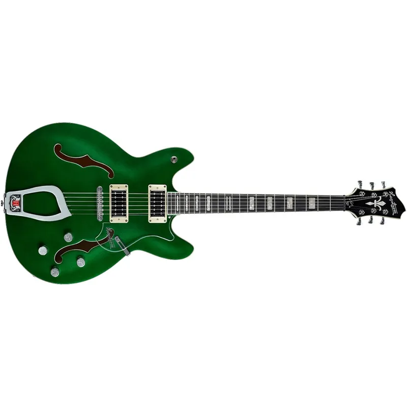 Hot Deal Hagstrom Limited Edition Viking Deluxe Semi-Hollow Electric Guitar - Emerald Green