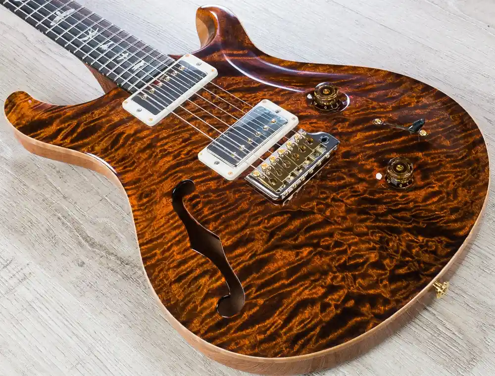 Price Drop PRS Paul Reed Smith Custom 22 Semi-Hollow Electric Guitar, Artist 1-Piece Quilt Top, Hardshell Case - Orange Tiger