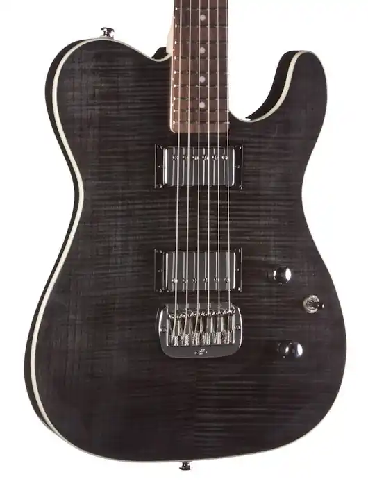 Budget G&L Tribute ASAT Deluxe Carved Top Electric Guitar, Brazilian Cherry Fingerboard - Trans Black