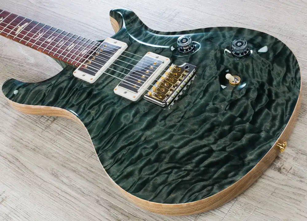 PRS Paul Reed Smith Custom 24 Electric Guitar, Quilt Artist Top, Flame Maple Neck, Hard Case - Trampas Green (2016) Trusted Brand